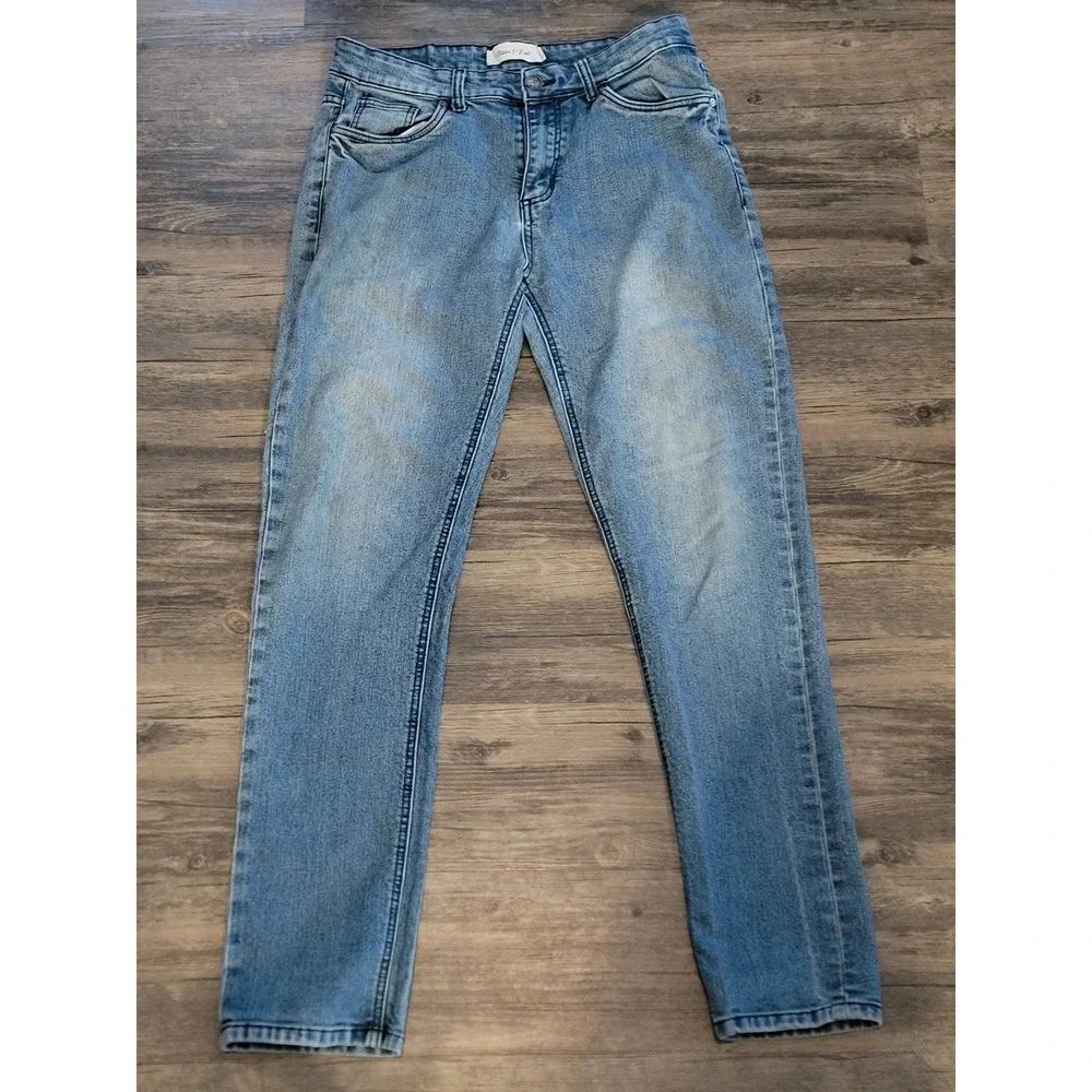 Stitches & Rivets Mens Light Wash‎ Slim Fit Stretch Blue Jeans 34x32